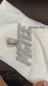 Colgante de Letra de Cristal con Diamante Cultivado en Laboratorio, Chapado en Rodio, Plata 925, Corte Redondo, Unisex, Estilo Hip Hop, para Uso Diario - Product Image 2