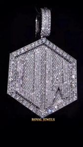 Pendentif Hip Hop en Argent Sterling 925 Plaqué Moissanite Diamant Rond Brillant, Forme Personnalisée, Design Éblouissant pour Fête - Product Image 5