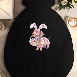 Teckel mignon avec des oeufs de Pâques sweats à capuche décontractés pour femmes - Product Image 3