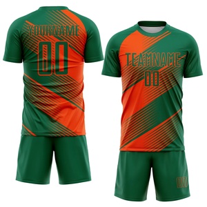 Camiseta de Fútbol Naranja y Verde de Primera Calidad, Tejido Interlock, Logotipo Personalizado, Nombre del Patrocinador, Número, Colores Personalizados, Uniforme - Product Image 1
