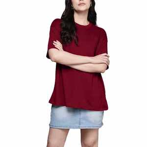 เสื้อยืดสีแดงทรงปกติสำหรับผู้หญิง สวมใส่สบาย ระบายอากาศได้ดี เหมาะสำหรับใส่ในชีวิตประจำวัน แฟชั่นเสื้อท่อนบนสำหรับฤดูใบไม้ผลิ พร้อมโลโก้แบบกำหนดเอง ผ้าไม่เป็นขุย - Product Image 5