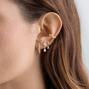 Lili Pear & Marquise Diamond Earrings 0.22 CT, Lab Diamond Stud Earrings, Minimalist Gold Earrings, Dainty <b>Bridal</b> Jewelry Gift - Product Image 2