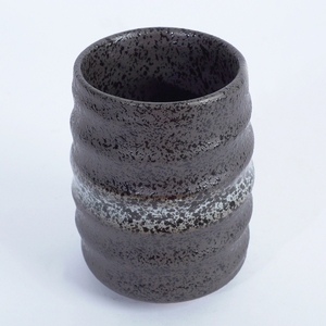 Black <b>Grey</b> Textured Ceramic Tea <b>Mug</b> Amber Band Accent Striped Pattern Dishwasher Microwave Safe Gift Box Packaging Japanese - Product Image 3