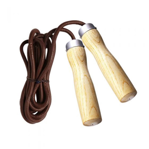 Corde à sauter en coton torsadé brun foncé, cordon fin, poignées droites en bois, sensation légère, mouvement fluide, cordes à sauter rapides pour cardio - Product Image 1