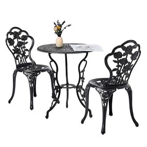 Set Bistrot da Esterno in Alluminio Pressofuso per Tutte le Stagioni, 3 Pezzi, con Tavolo e Sedie Rose per Patio, Giardino, Cortile 2 - Product Image 1