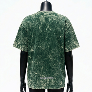 T-shirt délavé à l'acide pour femme, 240 GSM, en jersey de coton épais, vert délavé minéral, avec logo en strass - Product Image 3