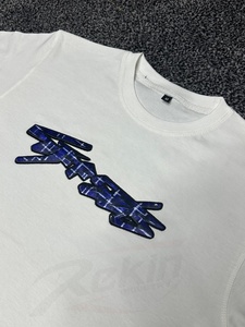 T-shirts personnalisés pour hommes 100 % coton, coupe épaules tombantes avec broderies en satin sur mesure, nouveau style 2026, look premium - Product Image 6
