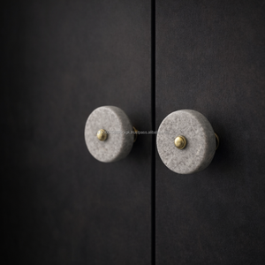 AG Elements Natural Marble <b>Cabinet</b> Knob Stone Drawer Pull 4cm Diameter Brass Insert Furniture Handle Modern Hardware - Product Image 4