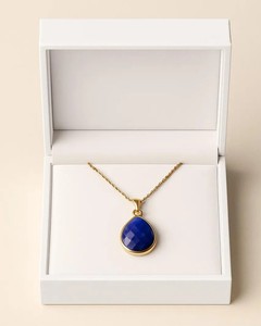 Collier pendentif en lapis-lazuli bleu, chaîne en or, bijoux en pierres précieuses naturelles, cristal de guérison, cadeau pour femmes et hommes, élégant - Product Image 2