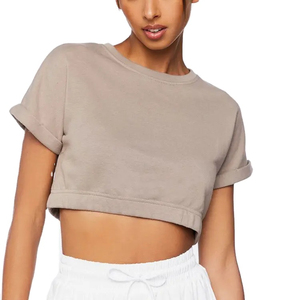 Camiseta Corta de Algodón Orgánico 200 GSM para Mujer, Estilo Casual Vintage, Lavado Ácido, con Logotipo Personalizado, Precio Económico - Product Image 1