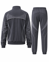 Ensemble de survêtement unisexe sportif 2-en-1 grande taille avec veste zippée et pantalon de jogging, couleur unie, en nylon respirant, pour l'hiver, coupe classique