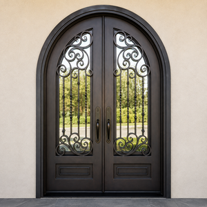 Puerta de Seguridad de Acero con Diseños de Hierro Forjado: Puerta de Entrada Hecha a Mano con Estilo Elegante y Seguridad Confiable - Product Image 6