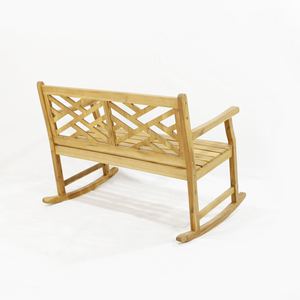 Comehome Banco de jardín minimalista de madera para 2 personas, con respaldo cruzado, color marrón - Product Image 6