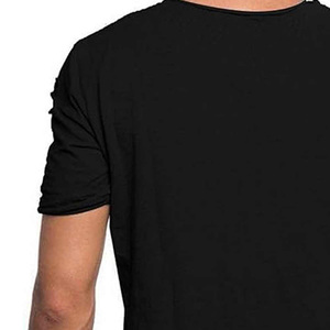 T-shirts décontractés pour hommes, coton délavé vintage, effet usé, détails déchirés, tissu doux et respirant, été et soldes - Product Image 4