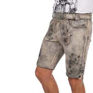Shorts Lederhosen pour Hommes de Haute Qualité, Costume Bavarois pour l'Oktoberfest, 100% Cuir de Chèvre Suédé, Solide et Décontracté - Product Image 3