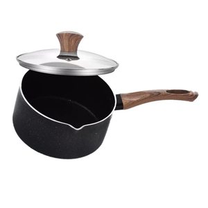 Cacerola Antiadherente con Tapa de Vidrio y Asa de Madera, Olla para Té con Leche y Chai, Compatible con Estufas de Inducción y Gas - Product Image 1