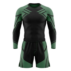 Conjunto moderno de rashguard y pantalones cortos de MMA con pantalones cortos a juego y top de compresión, cómodo para artes marciales y entrenamiento. - Product Image 1