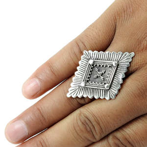 Glorious Vintage Style Handmade <b>Silver</b> <b>Ring</b> Crafted From 925 Sterling <b>Silver</b> <b>Adjustable</b> Design Bohemian Jewelry At Lowest Price - Product Image 4