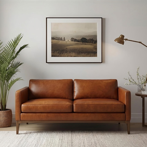 High End Mid Century Modern 2 Seater <b>Sofa</b> Elegant Minimalist Loveseat for Cozy Living Room Comfort Furniture for Small Spaces - Product Image 1