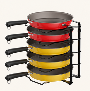 Latest Design Steel 5-Tier Pan Organizer Rack Multi-functional <b>Pot</b> & Tawa <b>Holder</b> Stand for Kitchen Cabinet & Countertop Storage - Product Image 1