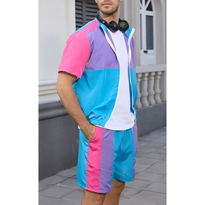Custom Nylon Tracksuit <b>Wind</b> <b>Breaker</b> Zip up Hoodie and Shorts Set Plain Windbreaker Short Set Men Windbreaker Tracksuit Set - Product Image 5