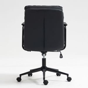 Sedia da Ufficio Ergonomica con Schienale Medio, in Pelle PU, Girevole con Ruote e Braccioli, per Casa e Ufficio - Product Image 6