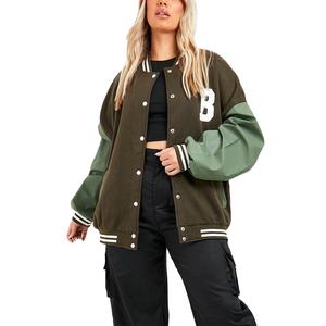 แจ็กเก็ตเลตเทอร์แมนแขนยาวสำหรับสตรีเสื้อแจ็กเก็ตทีมโรงเรียนชั้นสูงแบบเรียบสำหรับกลางแจ้ง - Product Image 1