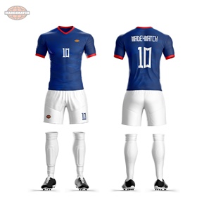 Maillots de football personnalisés de haute qualité à séchage rapide, col en V, pour adultes, imprimés par transfert thermique, légers, respirants, 100% polyester, courts - Product Image 2