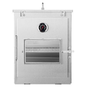 Fornello da Campeggio Portatile in Acciaio Inox con Griglia a 3 Livelli e Termometro, Stufa a Legna Pieghevole per Picnic - Product Image 1