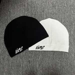 Black Embroidered Dagger Logo Beanie Hat Set Soft Stretch Skull Cap Gothic Streetwear Hip Hop Unisex Sports Hat Custom Logo - Product Image 3