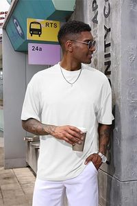 เสื้อยืดโอเวอร์ไซส์ผ้าฝ้ายแท้ 100% น้ำหนัก 220 กรัม พิมพ์ลายตามสั่งที่ไหล่ สไตล์ฮิปฮอป ไซส์พลัส ผ้าฝ้ายแท้ 100% ทรงบ็อกซี่ สำหรับผู้ชาย - Product Image 2