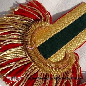 KEW Vintage Eco-Friendly Gold <b>Braided</b> Shoulder Epaulettes Red Fringe Customizable Luxury Fabric Decorative Garment <b>Accessory</b> - Product Image 2