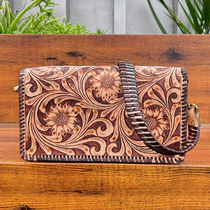 High Quality Western Cowgirl Crossbody Bag Hand Tooled Genuine Leather Purse with Hand Slot Stylish Fashion Design for Women - Product Image 5