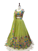 Gaun pengantin tradisional India Divyam Creation Weddings, Lehenga Choli berbahan spandex bersulam, panjang hingga lantai, dapat dibalik, untuk wanita.