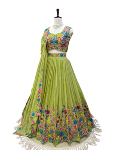 Divyam Creation Weddings Embroidered Spandex <b>Lehenga</b> Choli Floor-Length Traditional Indian Wedding Dress Women's Reversible - Product Image 1