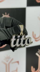 Colgante Brillante de Plata de Ley 925, Estilo Hip Hop, con Incrustaciones de Moissanita, con Placa de Nombre TITO Personalizada - Product Image 4