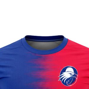 Maillot de football sublimé rouge et bleu pour homme, tenue de sport à manches courtes pour équipe, uniforme de compétition, entraînement en extérieur - Product Image 4