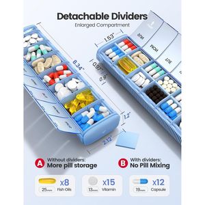 Organizzatore Settimanale per Pillole in Metallo di Grande Capacità con Coperchi Ermetici Antiumidità e Camera Essiccante Integrata per Custodie da Viaggio - Product Image 3