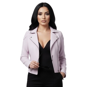 Chaqueta de Motociclista de Cuero Lavanda Estilo Urbano para Mujer, Personalizada, al por Mayor, Precio de Fábrica, Chaqueta de Moda Femenina Estilo Motero Genuino - Product Image 1