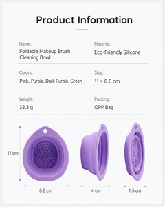 Tazón Plegable de Silicona para Limpiar Brochas de Maquillaje, Tapete Exfoliante Portátil para Cosméticos, Herramienta de Belleza en Rosa y Verde Azulado - Product Image 6