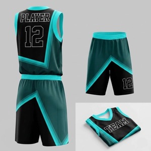 Conjunto de Uniforme de Baloncesto Personalizado Unisex, Negro, Verde Azulado, Transpirable, Tallas Grandes, % Poliéster, Ropa Deportiva para Todas las Temporadas - Product Image 2