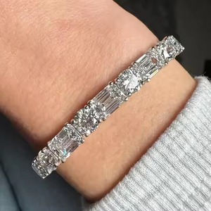 Round Diamond Tennis Bracelet <b>for</b> Women and <b>Men</b>, Mix Cut Diamond Tennis Bracelet <b>For</b> Wedding, Solid Gold moissanite Bracelet - Product Image 2