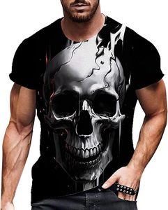 T-shirts d'été décontractés à col rond, manches courtes, coupe ajustée, respirants, écologiques, avec imprimé graphique tête de mort de designer, en tricot - Product Image 2