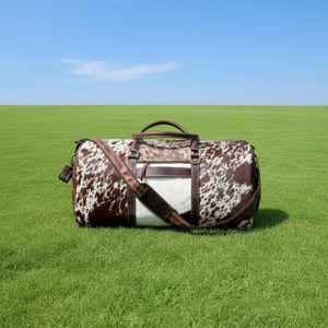 Bolsa de Viaje de Piel Auténtica con Cierre, Diseño Moderno, Piel de Vaca con Pelo, Precio de Fábrica, Venta al Por Mayor LHODB-0093 - Product Image 1