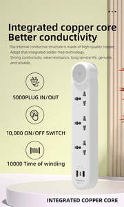 Regleta de Enchufes Universal de Alta Calidad con 3 Tomas, 2 USB y 1 USB-C, 2000W, Cable de Extensión WISH, Novedad Top 10A - Product Image 6