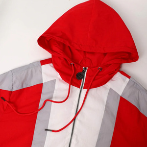 <b>Mens</b> Orange <b>White</b> Colorblock Anorak Pullover <b>Jacket</b> Quarter Zip Hooded Windbreaker Waterproof Nylon Outdoor Apparel OEM Service - Product Image 4