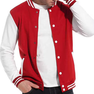 Blouson universitaire grande taille pour homme – Personnalisable, uni, en laine avec manches en cuir – Vente en gros, blouson vierge en toile - Product Image 2