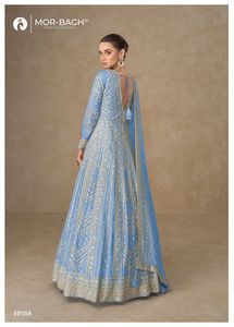 Robe Anarkali de qualité supérieure en soie Chinnon premium avec broderies riches, robe de mariée pour femmes, tenue de soirée - Product Image 5