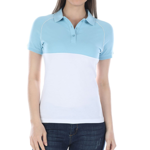 Nouveauté, polo à manches courtes pour femmes de qualité supérieure, polo à rayures bicolores avec logo personnalisé, polo uni pour femmes - Product Image 4