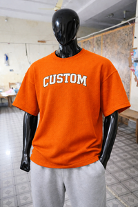 T-shirt surdimensionné en maille gaufrée avec logo personnalisé pour homme, épaules tombantes, streetwear, coton texturé, tee-shirt décontracté d'été, OEM ODM - Product Image 6